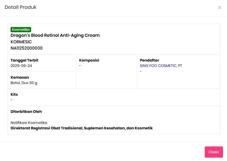 gambar BPOM produk Dragon Blood Skin Care