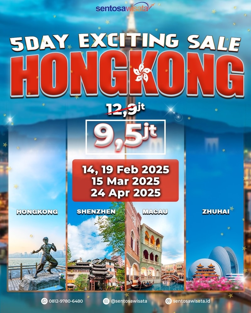 Paket Tour Hongkong Zhuhai Macau Shenzen 2025