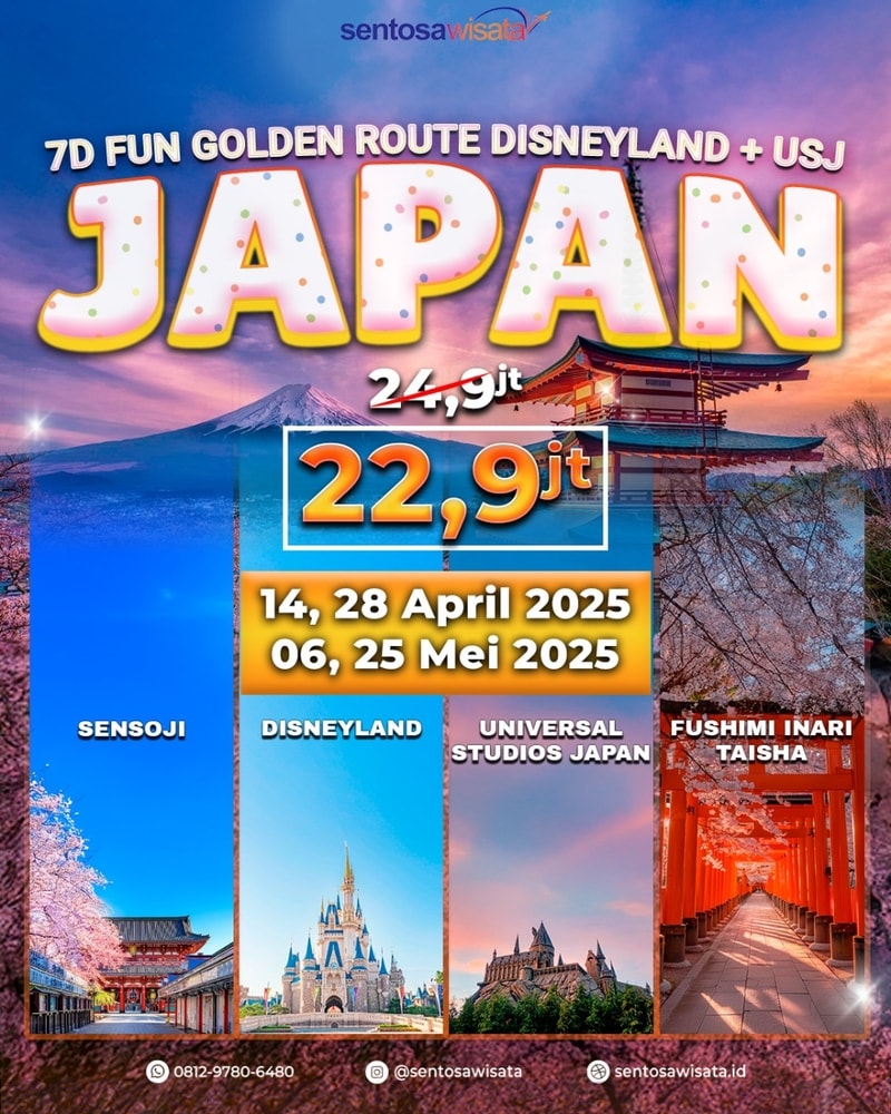 Paket Tour Jepang 2025 Disneyladn + Universal Studio