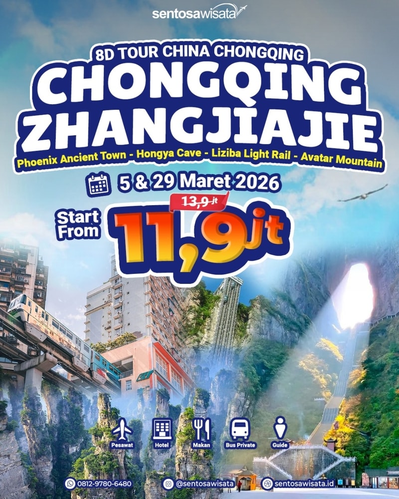 Tour china chongqing zhangjiajie murah