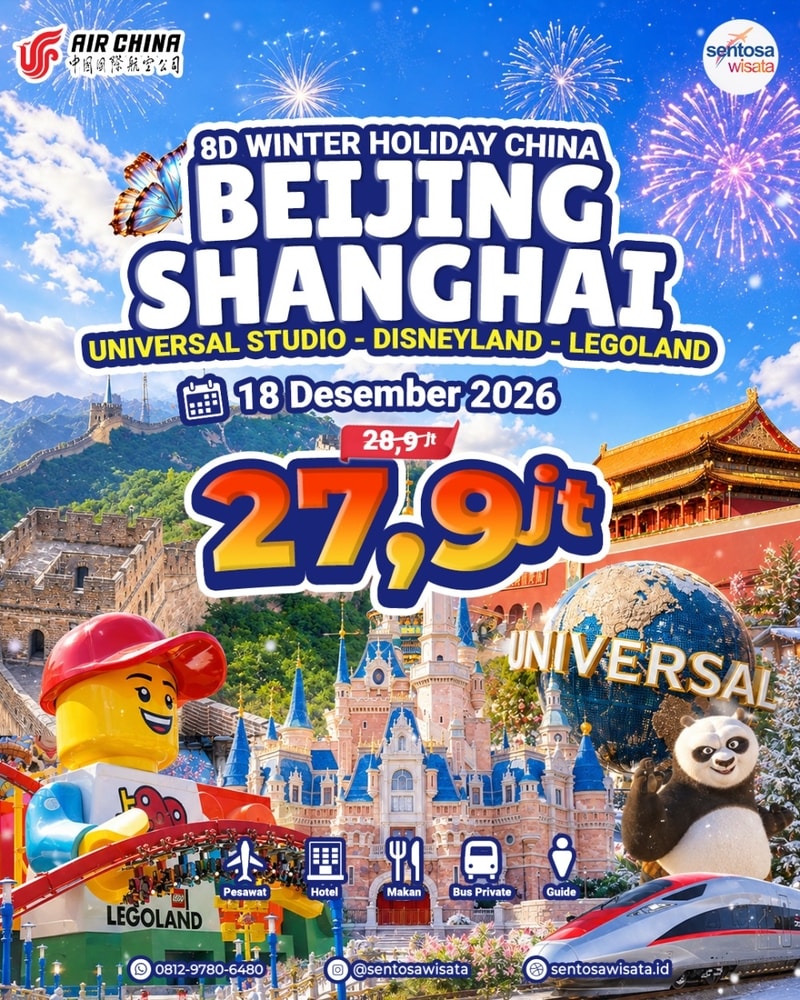 paket tour china beijing shanghai Disneyland + Universal studio