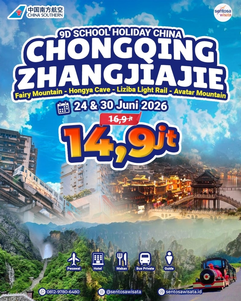Paket Tour Chongqing chengdu zhangjiajie libur sekolah