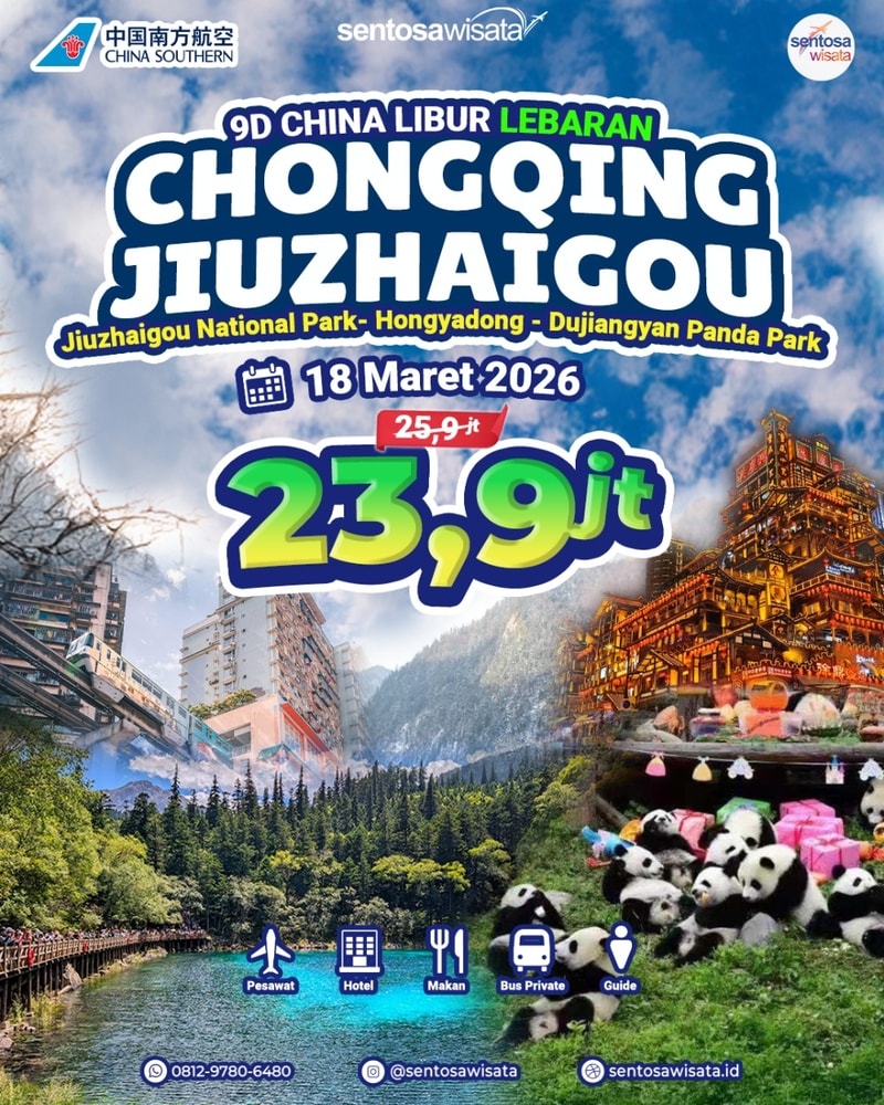 paket tour china chengdu chongqing jiuzhaigou