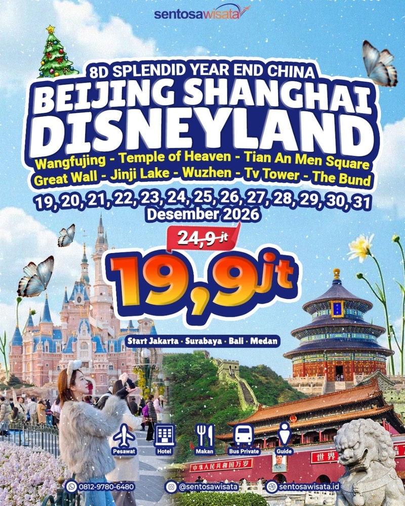 paket tour China Beijing shanghai disneyland desember