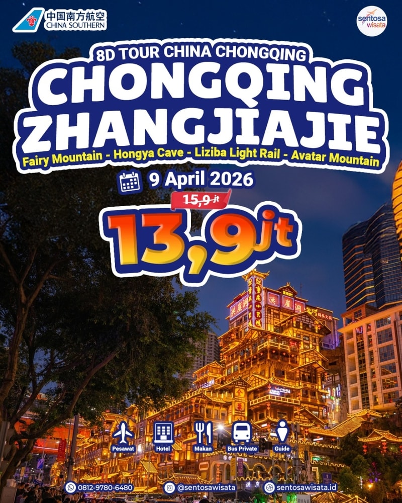 paket tour chongqing wulong zhangjiajie