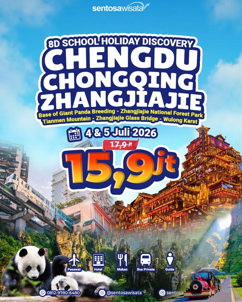 paket tour chongqing zhangjiajie chengdu wulong