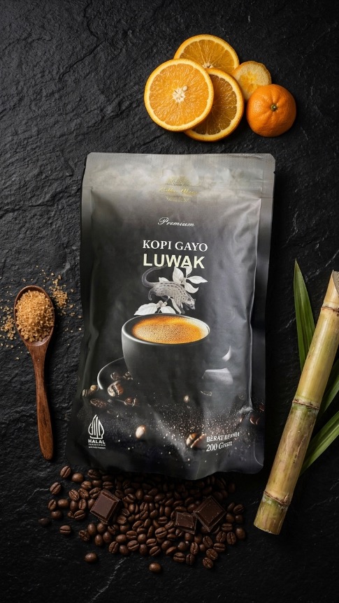 ☕ Kopi Gayo Luwak Premium 200gr
Keistimewaan yang lahir dari alam, disempurnakan oleh waktu.

Tidak semua kopi mampu menghadirkan pengalaman yang berkesan. Kopi Gayo Luwak Premium menawarkan cita rasa yang lembut, aroma yang elegan, serta karakter yang kaya dalam setiap tegukan. Dipilih dari biji kopi terbaik dataran tinggi Gayo dan diproses dengan standar premium untuk menghasilkan secangkir kopi yang benar-benar istimewa.

✨ Tasting Notes
🍊 Orange Citrus
🍫 Dark Chocolate
🌾 Brown Sugar
🎋 Sugar Cane
🌼 Floral Aroma

Body yang halus, acidity yang seimbang, dan manis alami yang bertahan di akhir seduhan menjadikan kopi ini pilihan sempurna bagi penikmat kopi yang mengutamakan kualitas.

Cocok diseduh menggunakan V60, French Press, AeroPress, Kalita, maupun Espresso, sehingga setiap metode mampu menampilkan karakter terbaiknya.

📦 Netto 200gr
🌱 100% Kopi Gayo Luwak Premium
🔥 Fresh Roasted untuk menjaga kesegaran dan cita rasa maksimal.

Karena secangkir kopi premium bukan hanya tentang rasa, tetapi tentang pengalaman yang tak terlupakan. Nikmati kemewahan Kopi Gayo Luwak di setiap seduhan. ☕✨