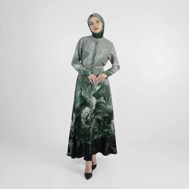 HIKMAT A1367 - Pelagic Aura Abaya
