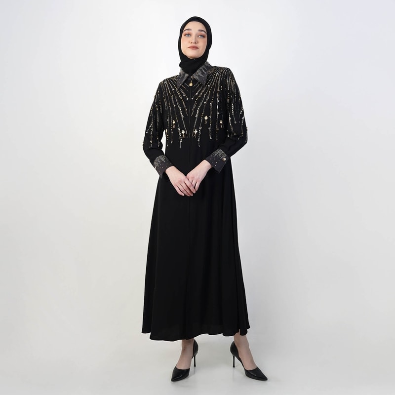HIKMAT A3828 - Glimmer Drip Abaya