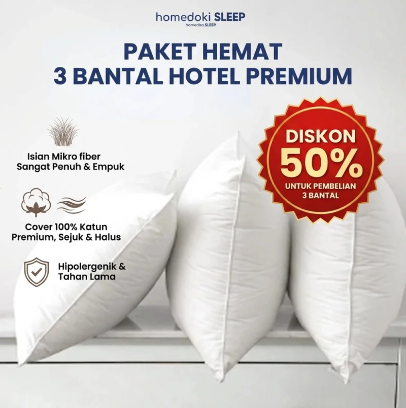 Bantal Vablo Memory Foam di atas kasur hotel
