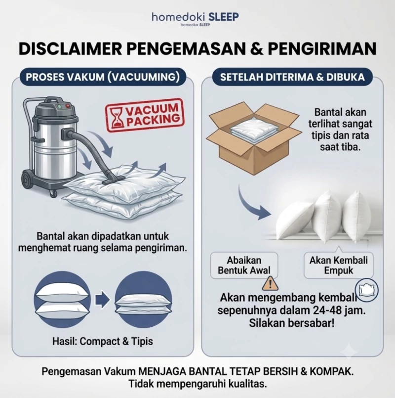 Ilustrasi packing vacuum Bantal Vablo Memory Foam