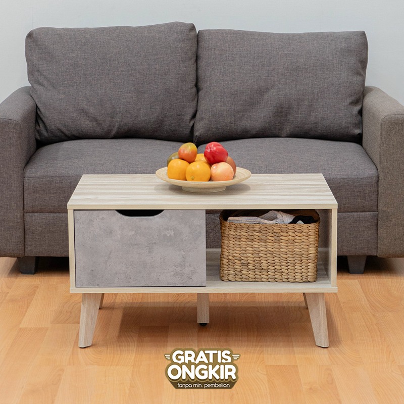 Meja Kopi / Meja Tamu Industrial Minimalis Estetik - Rocky Coffee Table 80 cm