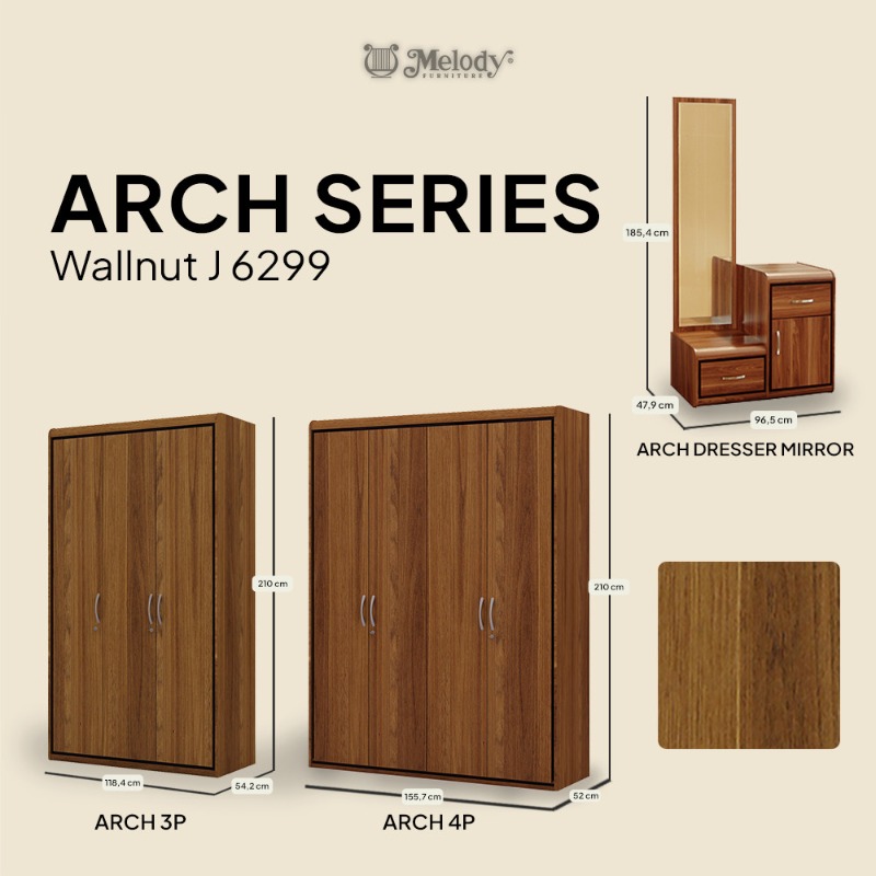 Lemari Pakaian Minimalis Natural Estetik - Arch Wardrobe