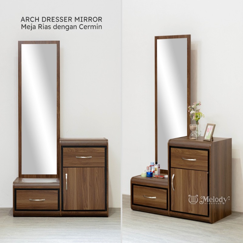 Meja Rias Cermin Minimalis Natural Estetik - Arch Dresser Mirror