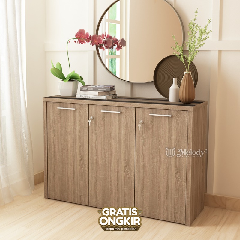 Melody Furniture - Buffet Sideboard Lemari Serbaguna FRENCO 2 STORAGE 120 SOD