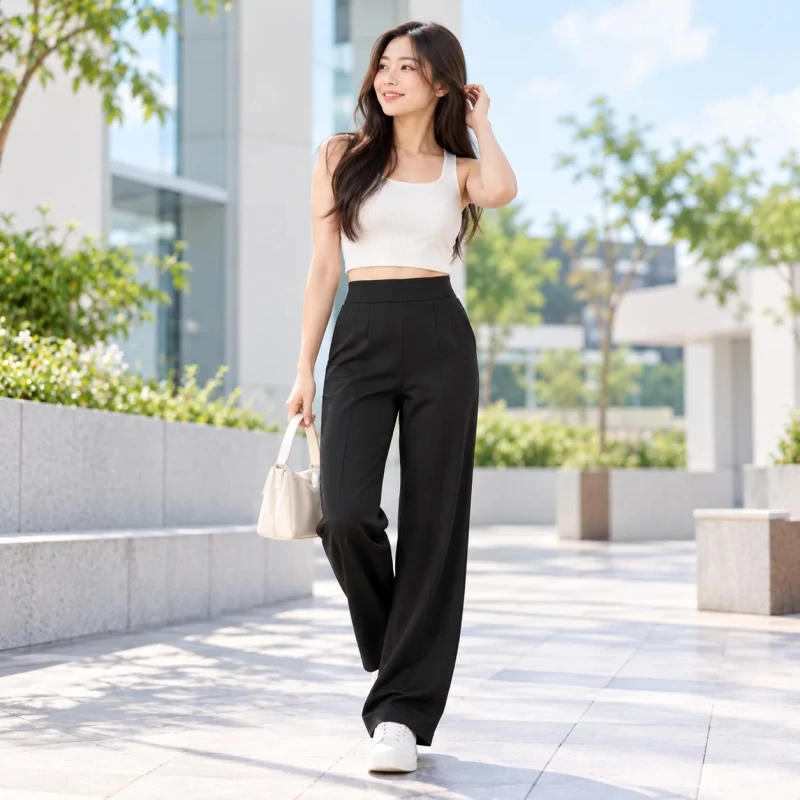 Model memakai seluar kasual wanita