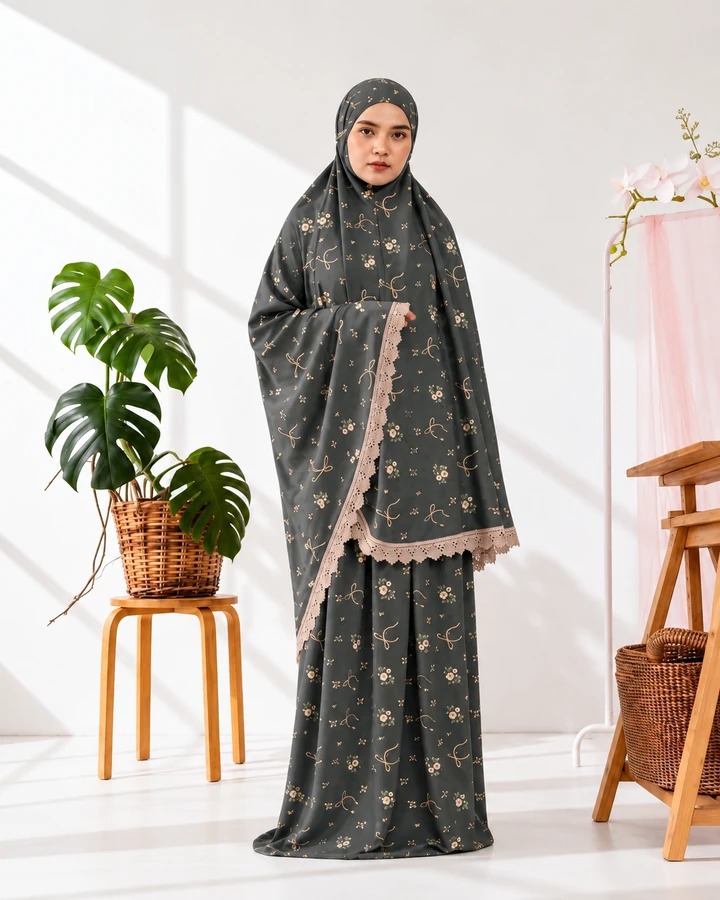Telekung Marwah Pita Dark Grey