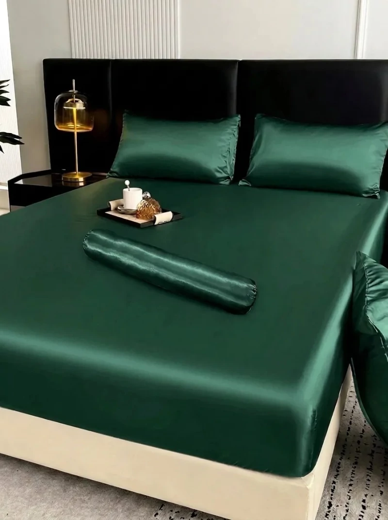 Cadar satin warna Dark Green