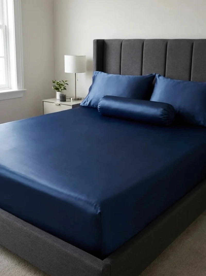 Cadar satin warna Dark Blue