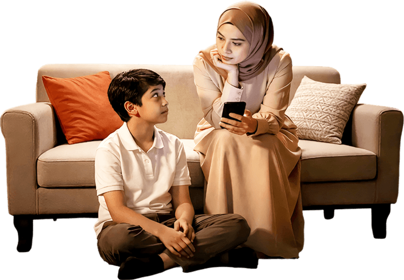 Orang tua berdiskusi dengan anak tentang perubahan diri di masa baligh