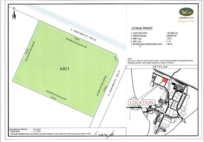 Jual kavling Industri Jababeka 5 Luas 3 Ha