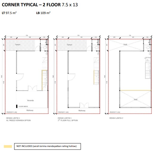 Layout tipe 2 lantai Corner