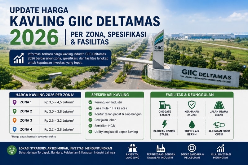 Update Harga Kavling GIIC Deltamas 2026 — Per Zona, Spesifikasi & Fasilitas