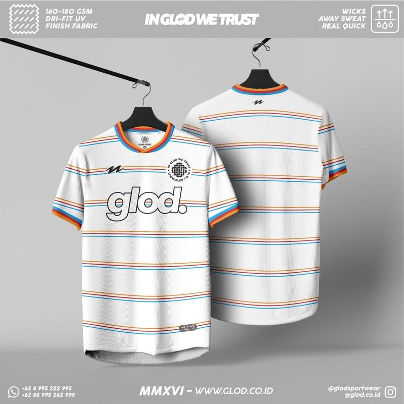 jersey futsal sepakbola custom printing GLOD warna putih