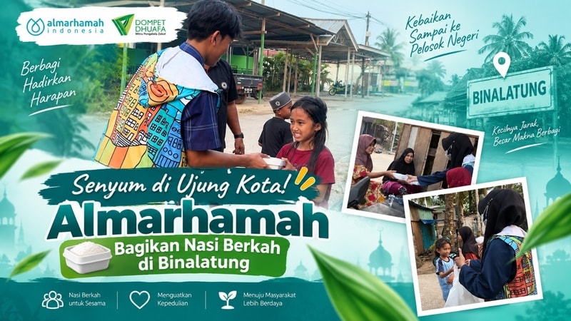 Senyum di Ujung Kota! Almarhamah Bagikan Nasi Berkah di Binalatung