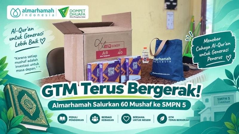 GTM Terus Bergerak! Almarhamah Salurkan 60 Mushaf ke SMPN 5