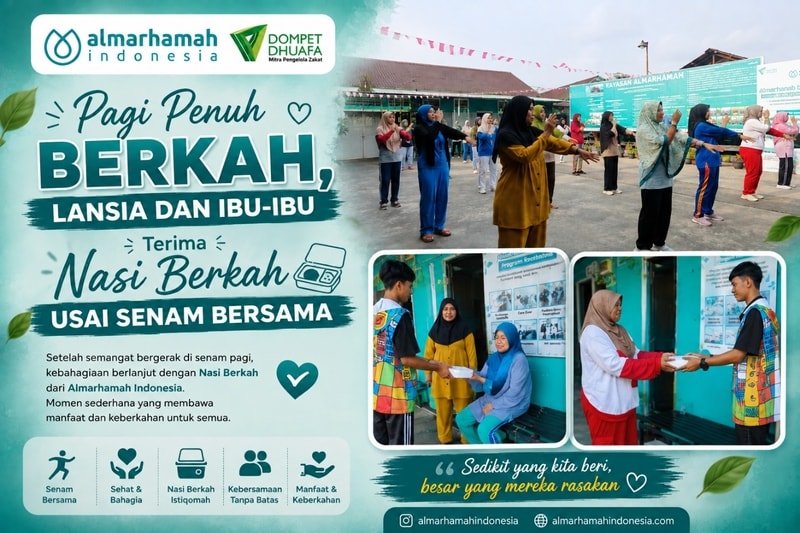 Pagi Penuh Berkah, Lansia dan Ibu-Ibu Terima Nasi Berkah Usai Senam Bersama