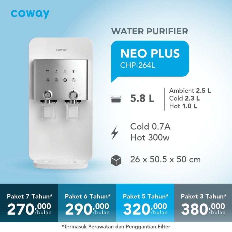 Water Purifier Coway Neo Plus - Dispenser air RO 3 suhu hemat ruang dan listrik