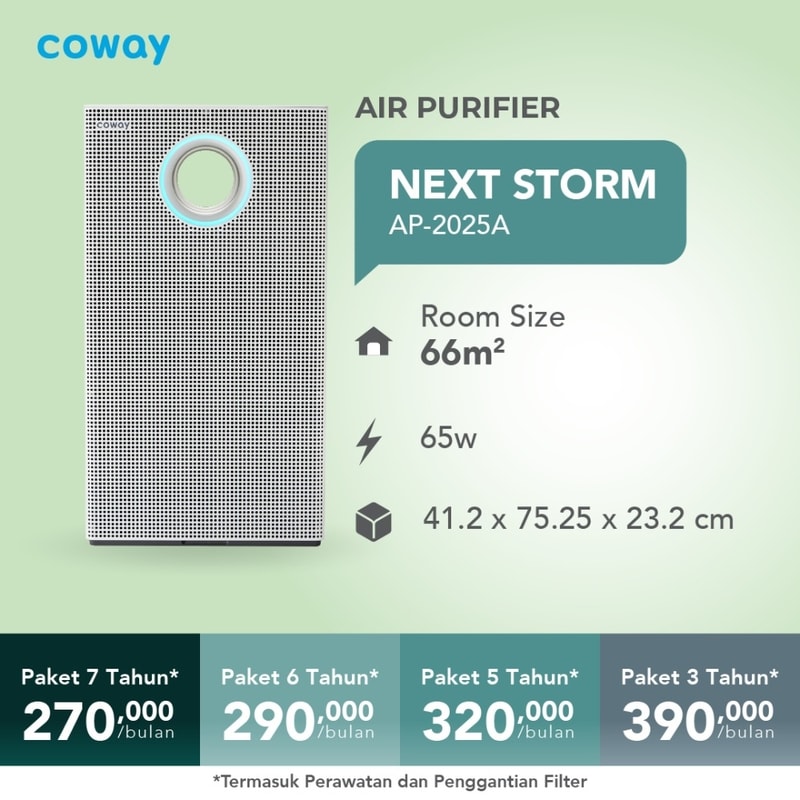 Air Purifier Coway Next Storm - Penjernih udara pintar dengan sirkulasi angin jarak jauh