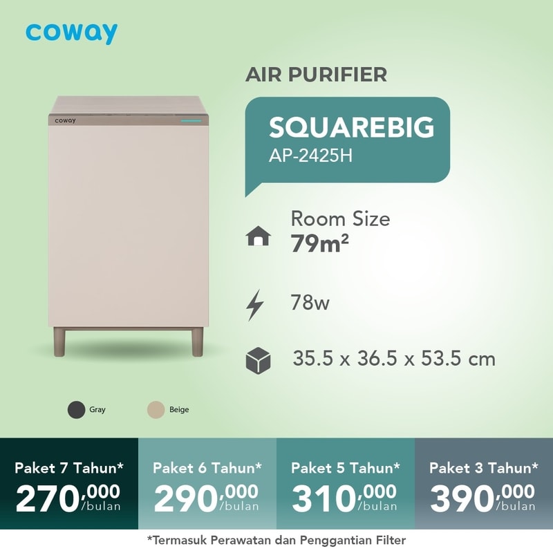 Air Purifier Coway Square Big - Penjernih udara kapasitas besar untuk ruang tamu dan area luas