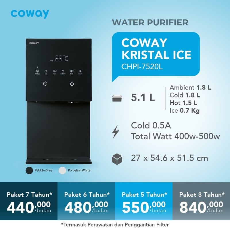Water Purifier Coway Kristal Ice - Pemurni air RO dengan pembuat es batu ice kristal pengaturan suhu dan volume custom