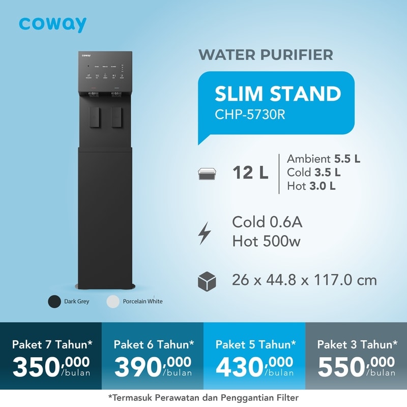 Water Purifier Coway Slim Stand - Dispenser air berdiri ramping untuk ruangan terbatas
