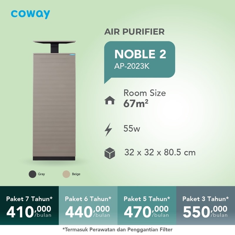 Air Purifier Coway Noble 2 - Penjernih udara premium desain arsitektural 4D filter
